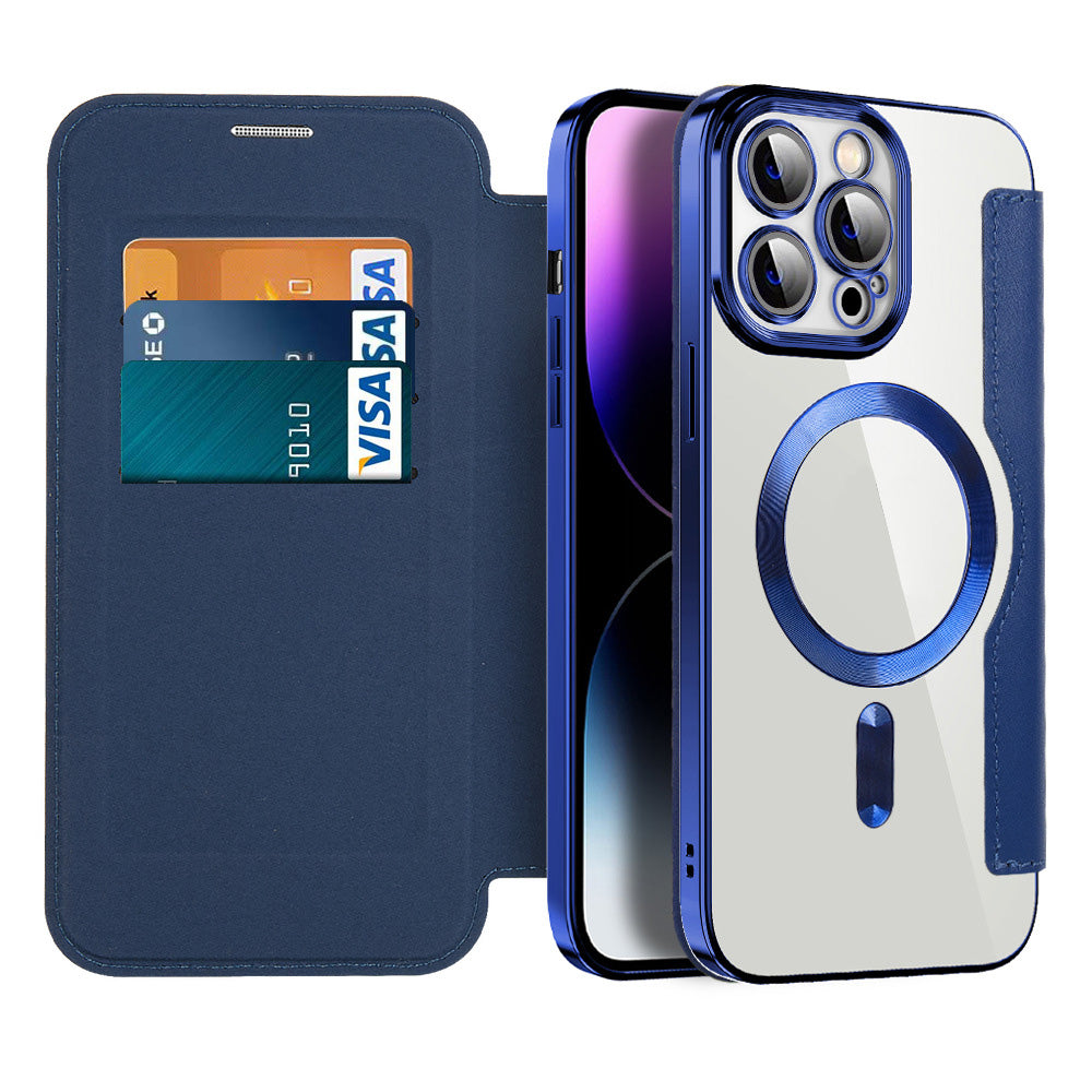 Electroplacat magnetic magnetic flip caz de telefon din piele flip