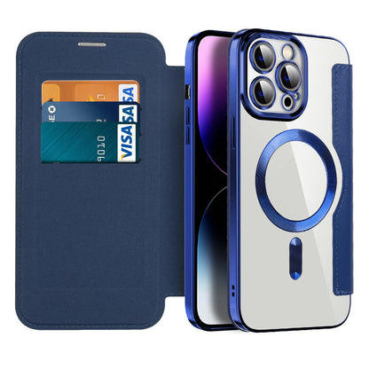 Electroplacat magnetic magnetic flip caz de telefon din piele flip