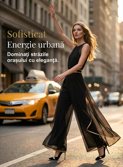 🎉 Oferte speciale de sărbători! Pantaloni eleganți, talie largă, croială lejeră, ornamente aurii. ✨ Plată la livrare!