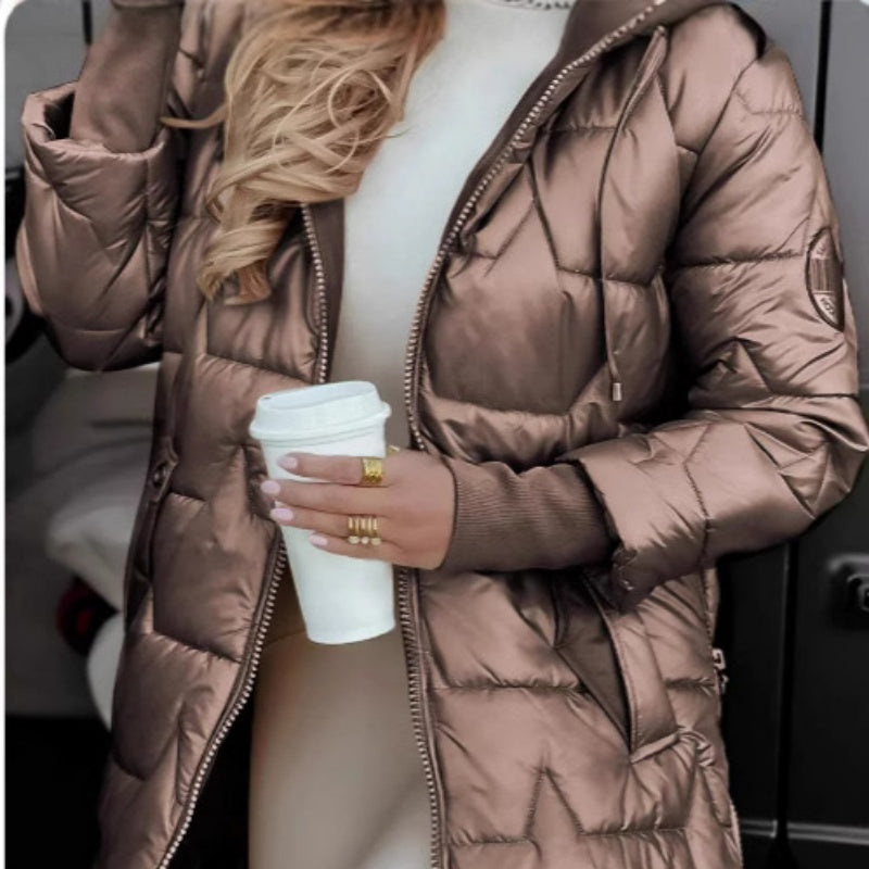 Femeii de iarnă Mid-length cald bumbac Hooded Jacket