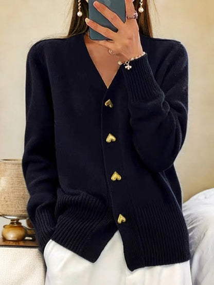 Femeii Casual Iarna Plain Yarn Lână Yarn Buton Cardigan