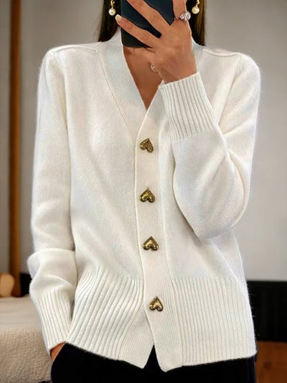 Femeii Casual Iarna Plain Yarn Lână Yarn Buton Cardigan
