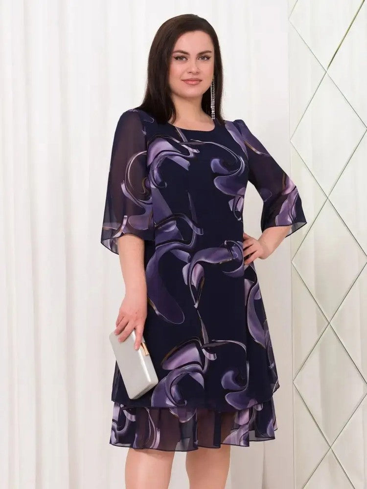 2026 Noi rochii elegante cu mâneci bufante din sifon imprimat