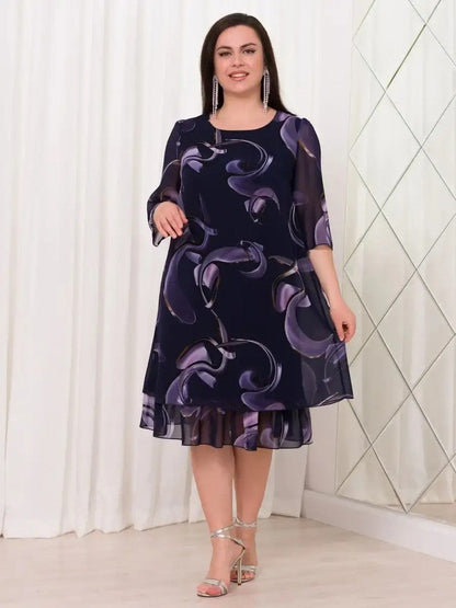 2026 Noi rochii elegante cu mâneci bufante din sifon imprimat
