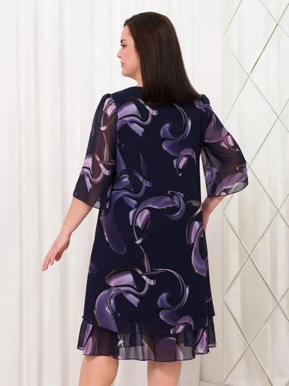 2026 Noi rochii elegante cu mâneci bufante din sifon imprimat