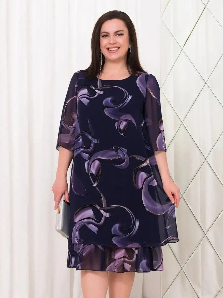2026 Noi rochii elegante cu mâneci bufante din sifon imprimat