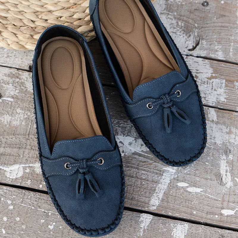 🔥Siste dagskampanje med 50 % rabatt - Komfortable, myke loafers i vintage-stil med sløyfe til dame