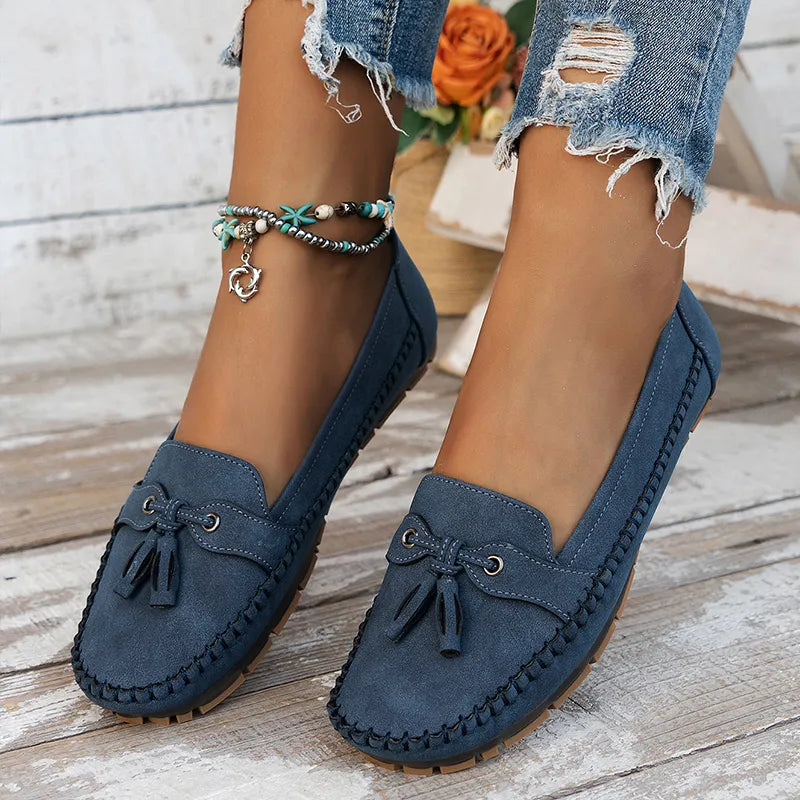 🔥Siste dagskampanje med 50 % rabatt - Komfortable, myke loafers i vintage-stil med sløyfe til dame