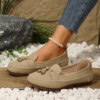 🔥Siste dagskampanje med 50 % rabatt - Komfortable, myke loafers i vintage-stil med sløyfe til dame