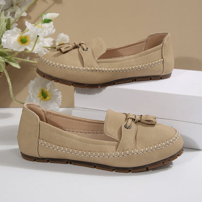 🔥Siste dagskampanje med 50 % rabatt - Komfortable, myke loafers i vintage-stil med sløyfe til dame