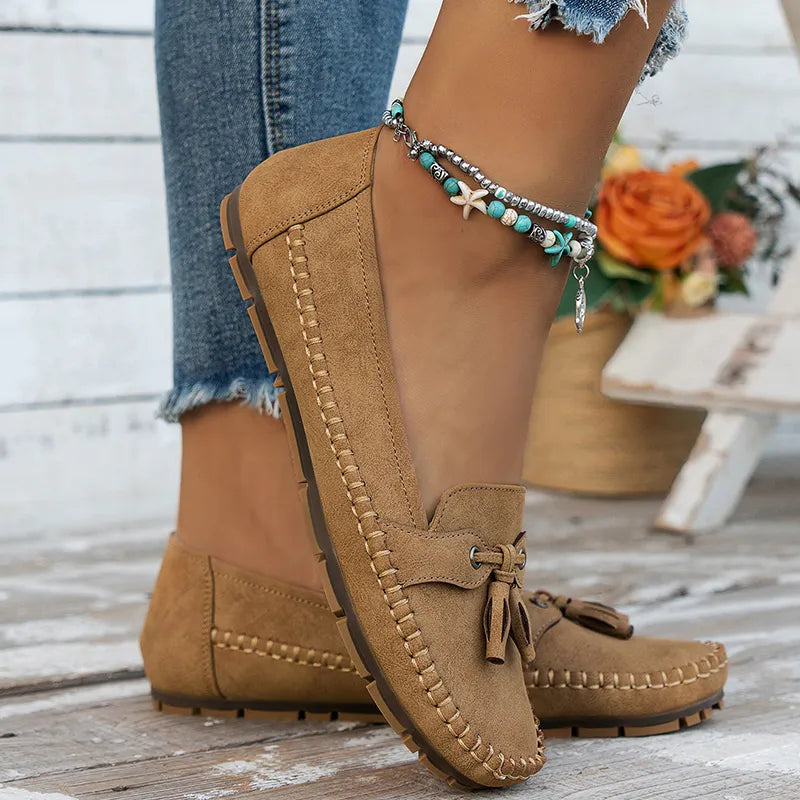 🔥Siste dagskampanje med 50 % rabatt - Komfortable, myke loafers i vintage-stil med sløyfe til dame