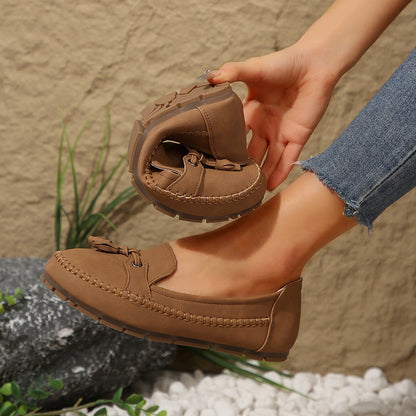 🔥Siste dagskampanje med 50 % rabatt - Komfortable, myke loafers i vintage-stil med sløyfe til dame