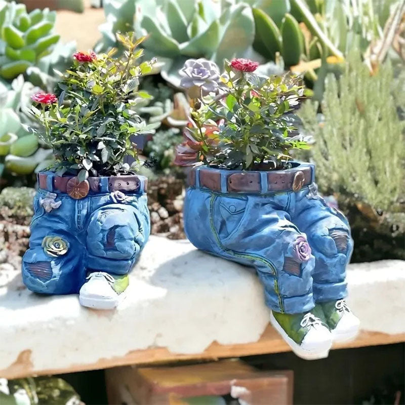 🌷 Ghiveci creativ 3D cu model jeans – aspect unic, perfect pentru flori sau decorațiuni interioare. Plată la livrare!