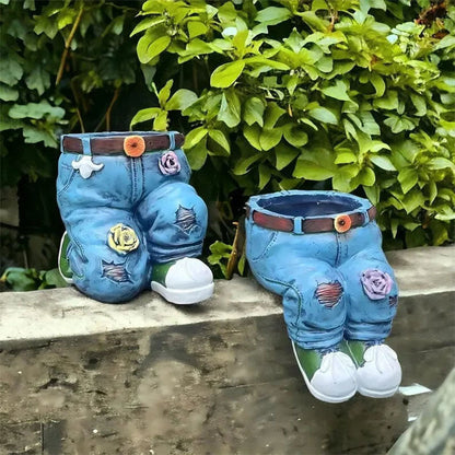 🌷 Ghiveci creativ 3D cu model jeans – aspect unic, perfect pentru flori sau decorațiuni interioare. Plată la livrare!