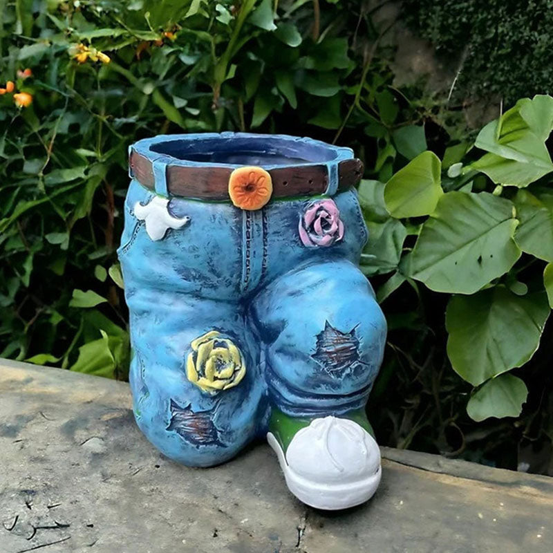 🌷 Ghiveci creativ 3D cu model jeans – aspect unic, perfect pentru flori sau decorațiuni interioare. Plată la livrare!