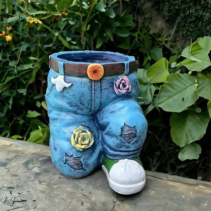 🌷 Ghiveci creativ 3D cu model jeans – aspect unic, perfect pentru flori sau decorațiuni interioare. Plată la livrare!