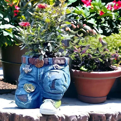 🌷 Ghiveci creativ 3D cu model jeans – aspect unic, perfect pentru flori sau decorațiuni interioare. Plată la livrare!