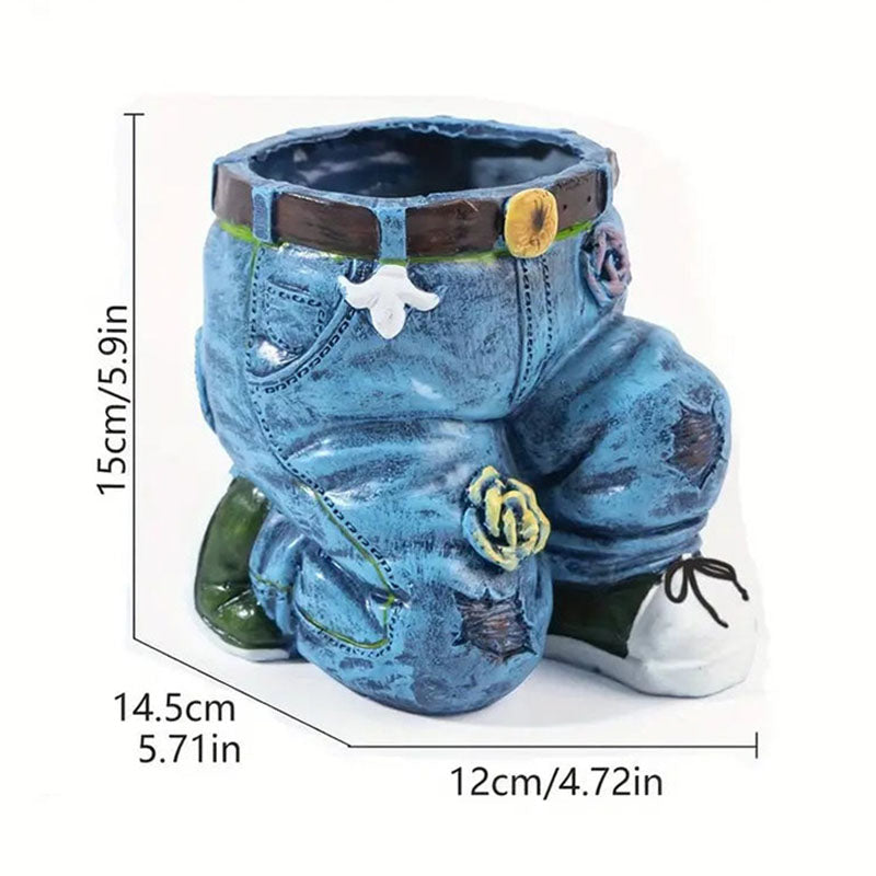 🌷 Ghiveci creativ 3D cu model jeans – aspect unic, perfect pentru flori sau decorațiuni interioare. Plată la livrare!