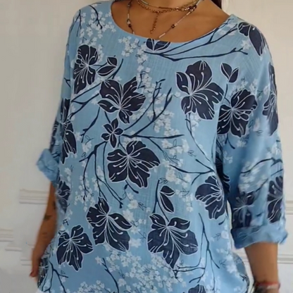 Bluză versatilă casual pentru femei, cu guler rotund și imprimeu