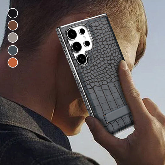Husă pentru telefon cu textură crocodil cu suport pentru Samsung