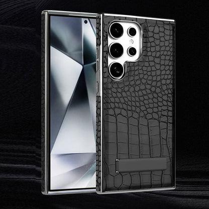 Husă pentru telefon cu textură crocodil cu suport pentru Samsung