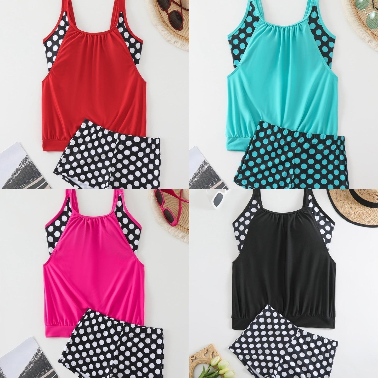 Costum de Baie 2 Piese Polka Dot – În Stoc & Ramburs 👙🏖️