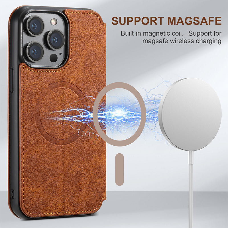 Magnetic Flip Wallet Case pentru iPhone Series