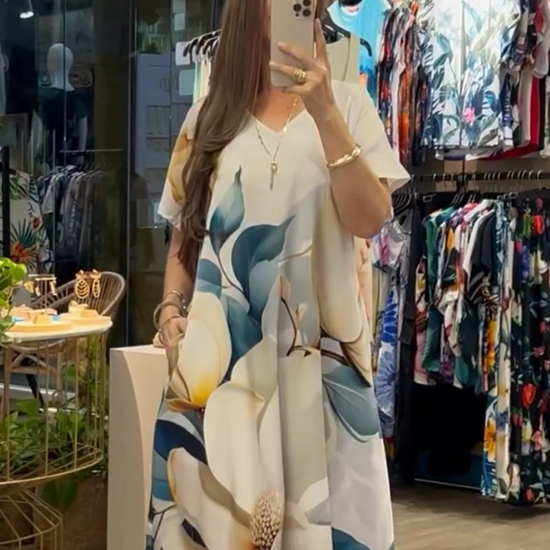 👗 Rochie cu mânecă scurtă și imprimeu elegant – Stilul tău preferat pentru vară!