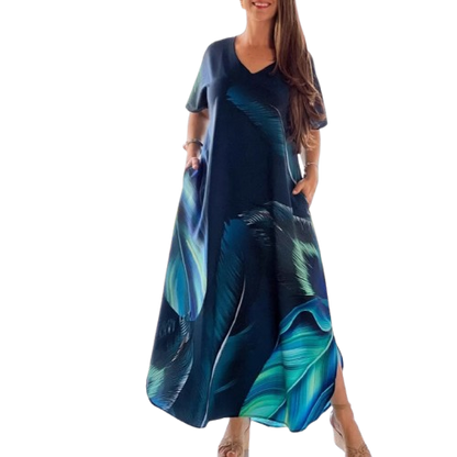 👗 Rochie cu mânecă scurtă și imprimeu elegant – Stilul tău preferat pentru vară!