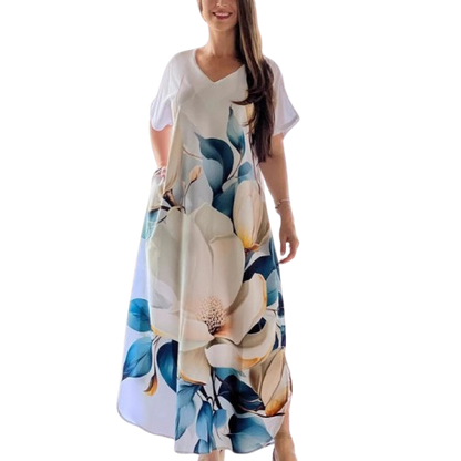 👗 Rochie cu mânecă scurtă și imprimeu elegant – Stilul tău preferat pentru vară!