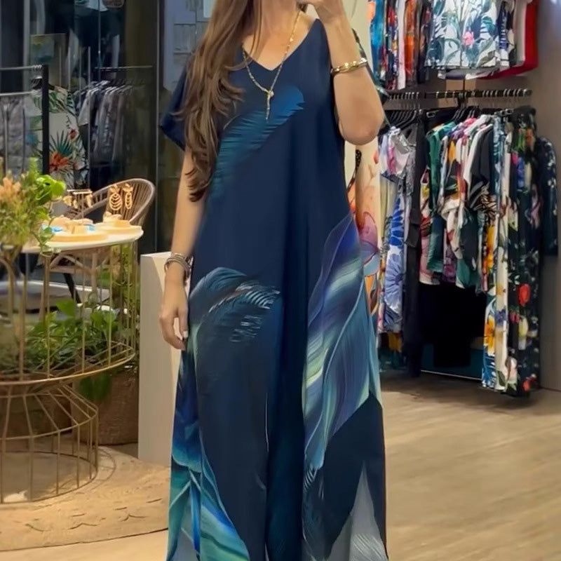👗 Rochie cu mânecă scurtă și imprimeu elegant – Stilul tău preferat pentru vară!