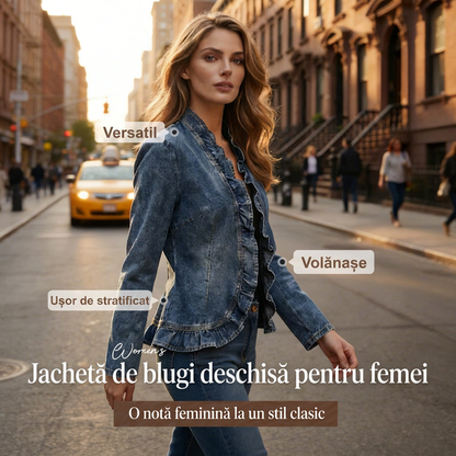 🔥 50% reducere! Jachetă denim cu volane – oferta săptămânii ❤️