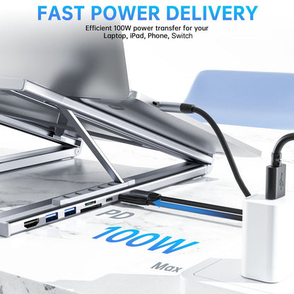 🔥 Stație andocare USB-C – HDMI 4K + PD 100W + USB-A. Transformă laptopul într-un desktop! 💻📺 Plată la livrare!