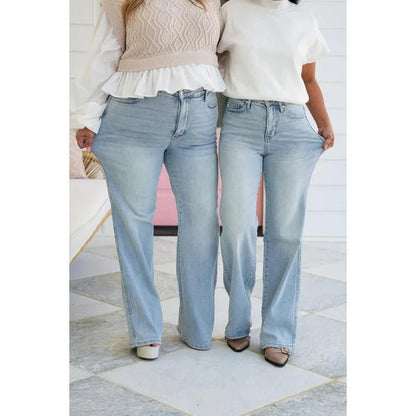 Blugi vintage pentru femei, cu talie înaltă și croi drept