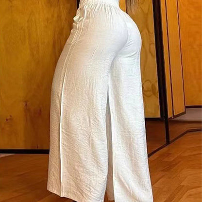 Pantaloni cu talie înaltă și picior larg pentru femei, cu accent pe centură