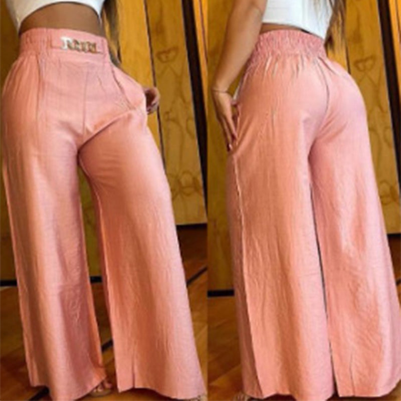 Pantaloni cu talie înaltă și picior larg pentru femei, cu accent pe centură