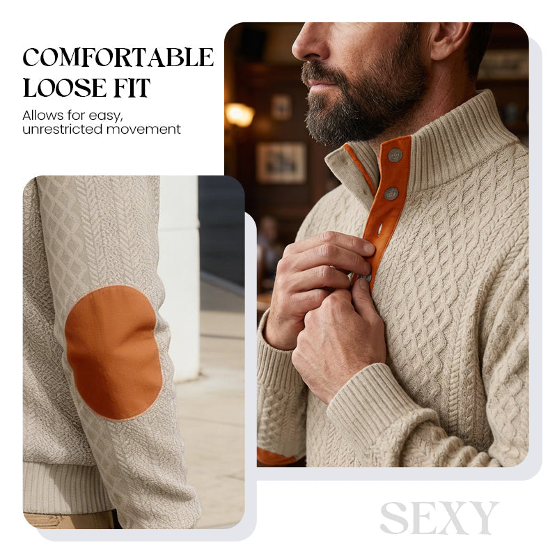 Hanorac cu guler din jacquard texturat pentru bărbați - CUMPĂRĂ 2 TRANSPORT GRATUIT