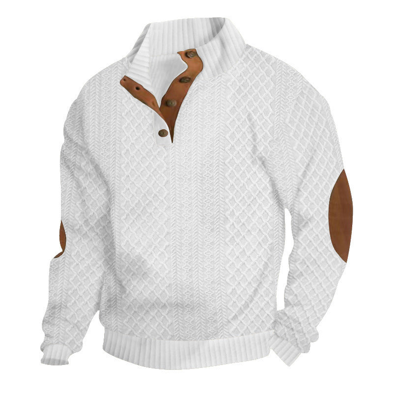Hanorac cu guler din jacquard texturat pentru bărbați - CUMPĂRĂ 2 TRANSPORT GRATUIT