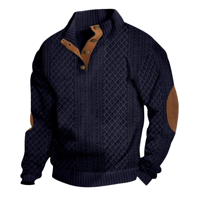 Hanorac cu guler din jacquard texturat pentru bărbați - CUMPĂRĂ 2 TRANSPORT GRATUIT