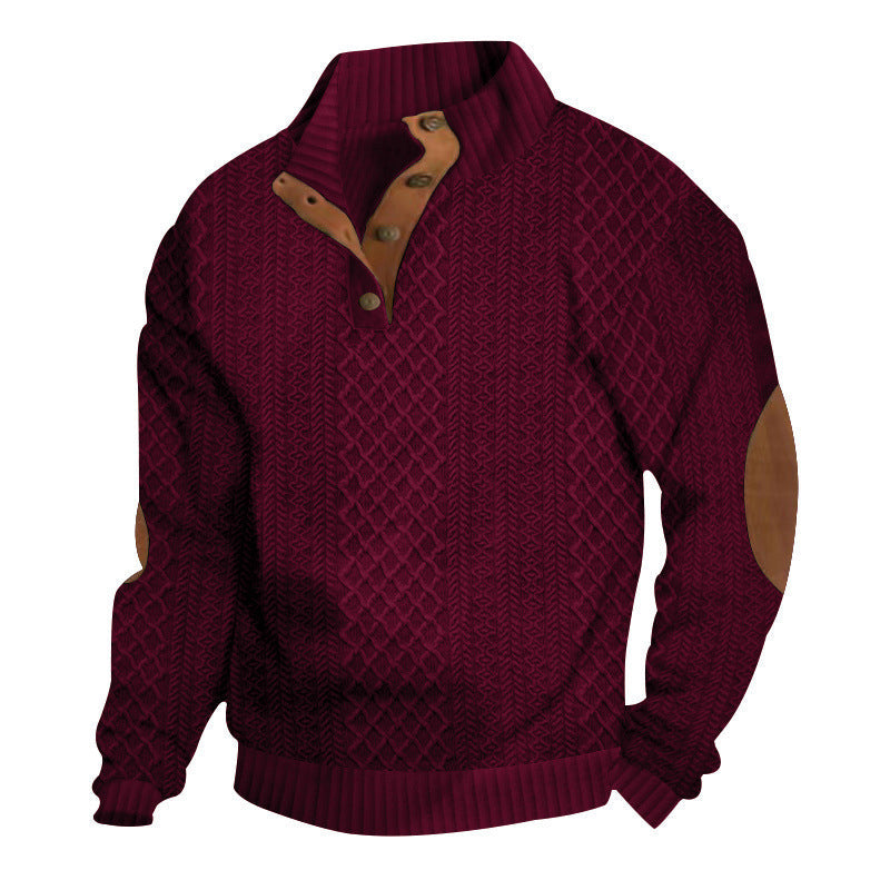 Hanorac cu guler din jacquard texturat pentru bărbați - CUMPĂRĂ 2 TRANSPORT GRATUIT