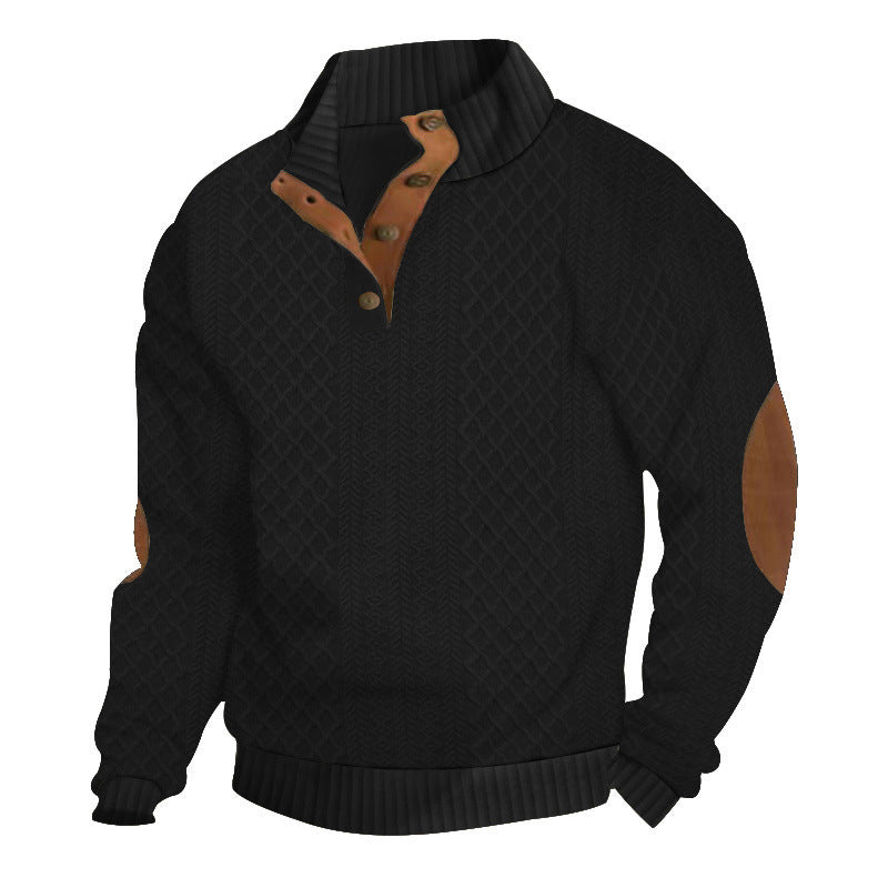 Hanorac cu guler din jacquard texturat pentru bărbați - CUMPĂRĂ 2 TRANSPORT GRATUIT