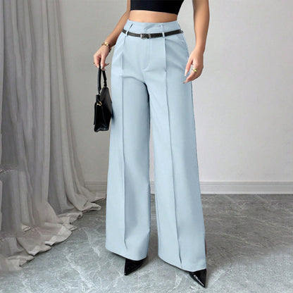 Damen Marlenehose mit hohem Bund, weitem Bein und Gürtel