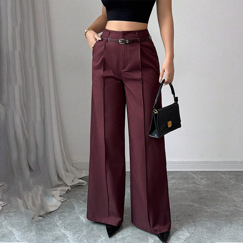 Damen Marlenehose mit hohem Bund, weitem Bein und Gürtel