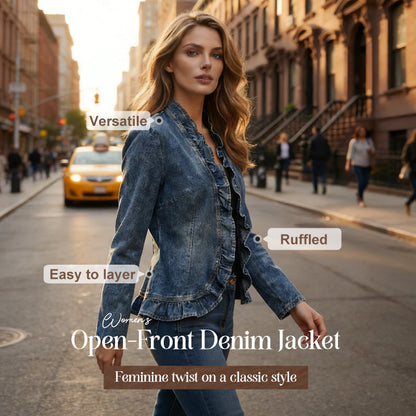 🔥 50% reducere! Jachetă denim cu volane – oferta săptămânii ❤️