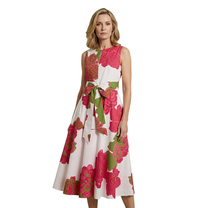 Ärmlös sommarklänning med livfull blommönster