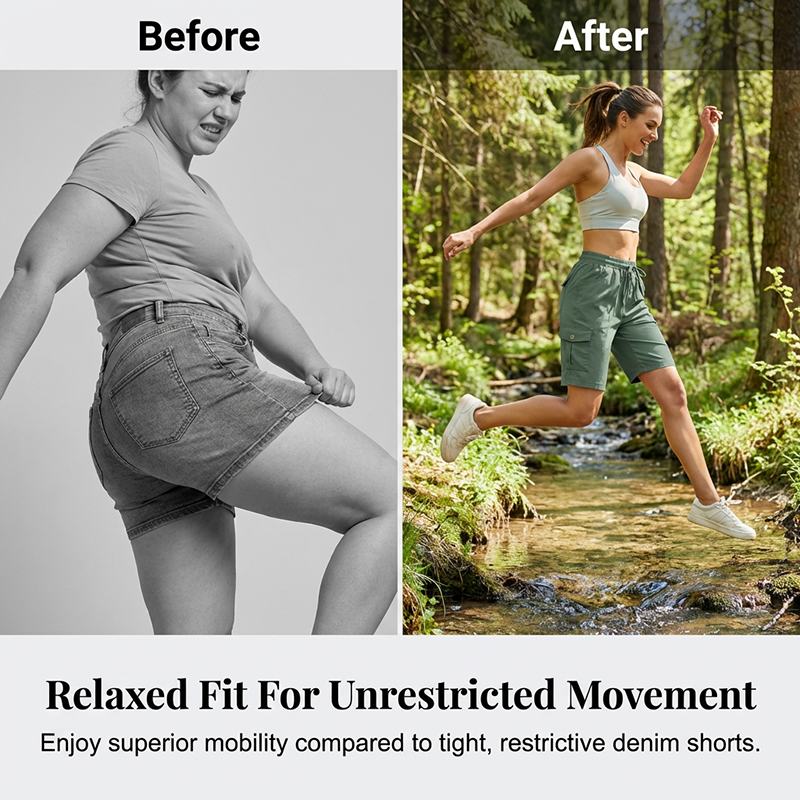 🌬️ Pantaloni scurți cargo femei – uscare rapidă + buzunare.