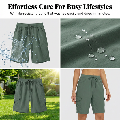 🌬️ Pantaloni scurți cargo femei – uscare rapidă + buzunare.
