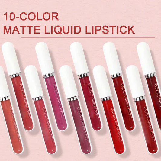 🔥 Set 10 rujuri mate, rezistente la apă – vitamina E, fără urme, culoare de lungă durată! 👄 Plată la livrare!