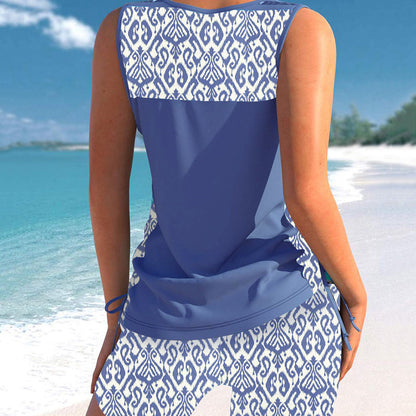 🔥 Costumul de baie tankini care îți dă încredere! 🏊‍♀️ Imprimeu stylish, două piese – perfect pentru plajă sau piscină.