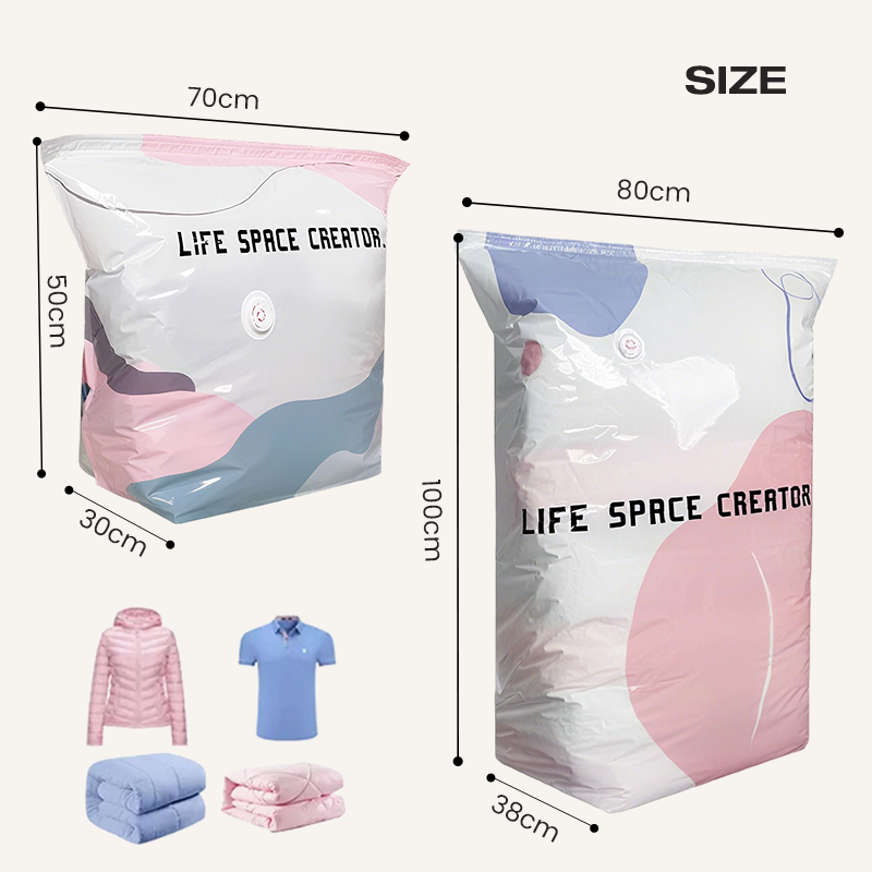 🧳 Economisește 70% din spațiu! Set de 5 pungi de depozitare în vid 3D – FĂRĂ pompă! 😱✨ Perfecte pentru haine, pături, perne. Comandă rapid de pe site-ul nostru! 🔗📦